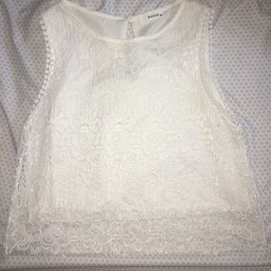 White cropped flowery top